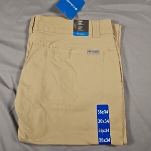 Columbia Men's Straight Leg Active Fit Pant Ancient Fossil (Tan) Size 36x34 NWT